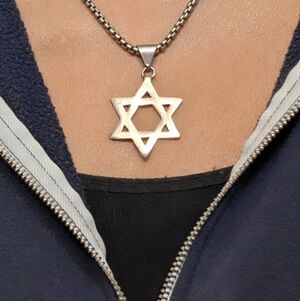 Vintage Oversized Mid-Century Modern Sterling Silver Star of David Pendant